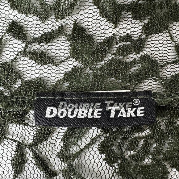 Vtg Double Take Sheer Mesh Cardigan Vest One Size Green Lace Fairy Goblincore - Picture 5 of 11